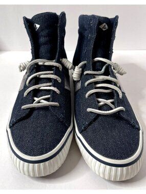 Sperry Top Sider Blue Silver High Tops Shoes Womens Size 12